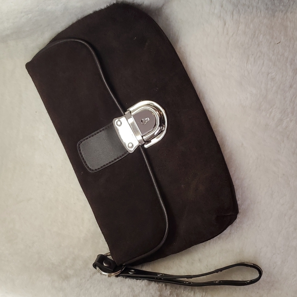 The Limited Chocolate Suede Wristlet